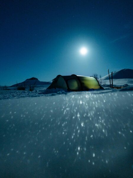 wild camping ski expedition, pihka outdoors